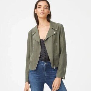 Club Monaco Olive Moto Jacket – Cropped Utility Jacket